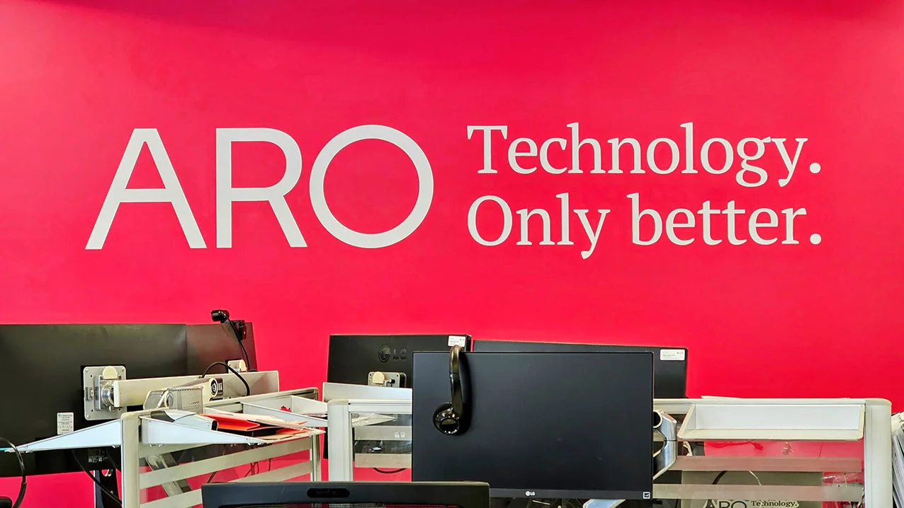 aro slogan technology only better text overlay