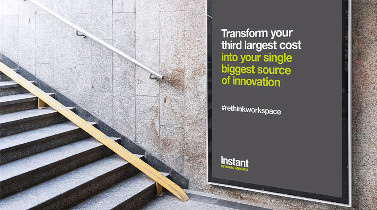 instant group outdoor advert on stairs